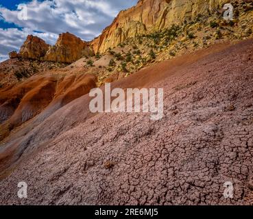 Bentonite Hills, Circle Cliffs, Grand Staircase-Escalante National Monument, Utah Stock Photo