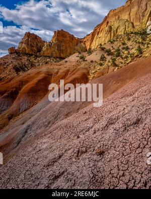 Bentonite Hills, Circle Cliffs, Grand Staircase-Escalante National Monument, Utah Stock Photo