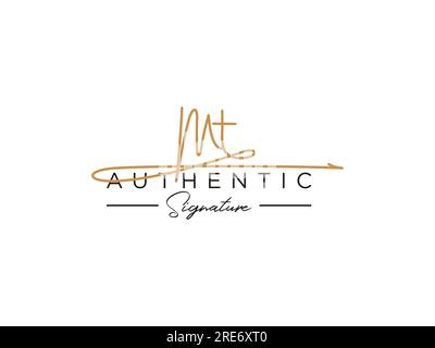 MT Signature Logo Template Vector. Stock Vector