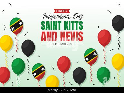 Happy Independence Day Saint Kitts and Nevis Vector Illustration with Country Flag Background in Flat Cartoon Hand Drawn Landing Page Templates Stock Vector