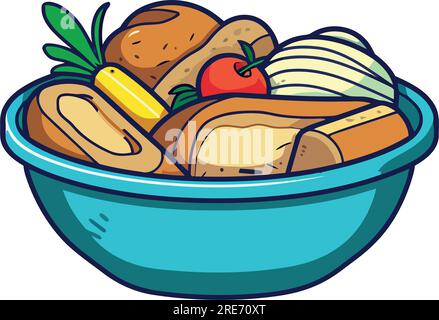 vegetables in a bowl over white Stock Vector