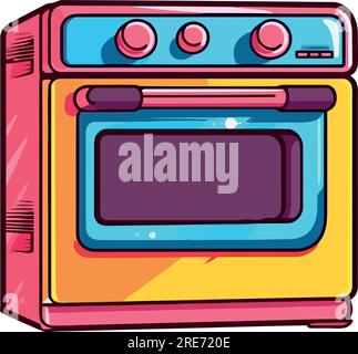 Modern kitchen oven over white Stock Vector