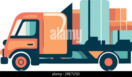 Truck with containers over white Stock Vector