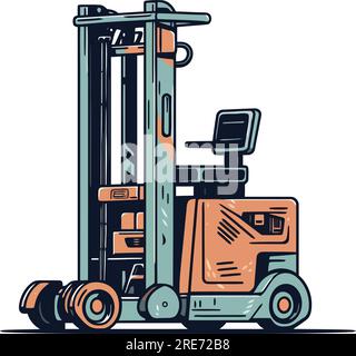 delivering cargo containers with forklifts over white Stock Vector