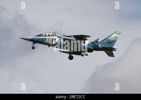 C-GITA, a Dassault/Dornier Alpha Jet A operated by Canadian defence contractor Top Aces, arriving at RAF Fairford in Gloucestershire, England to participate in the Royal International Air Tattoo 2023 (RIAT 2023). Stock Photo