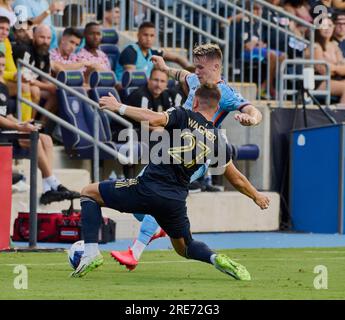 CHESTER, PA - JULY 15: Philadelphia Union mascot Phang entertains during  the game between New York City FC and the Philadelphia Union on July 15,  2023 at Subaru Park in Chester, PA. (