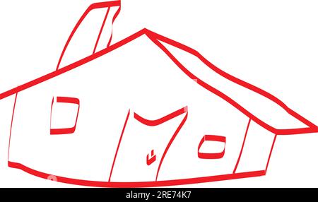 A simplistic red house sketched on a whiteboard Stock Vector