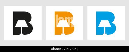 Lamp Logo On Letter B. Lamp Symbol Vector Template Stock Vector