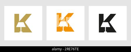 Lamp Logo On Letter K. Lamp Symbol Vector Template Stock Vector
