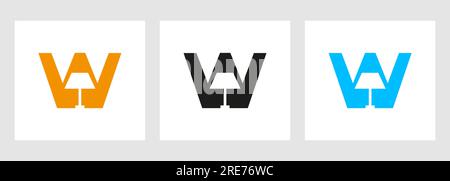 Lamp Logo On Letter W. Lamp Symbol Vector Template Stock Vector