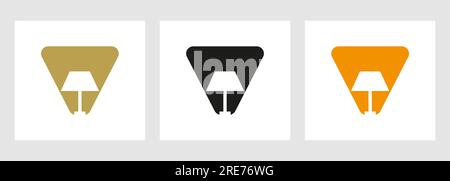 Lamp Logo On Letter V. Lamp Symbol Vector Template Stock Vector