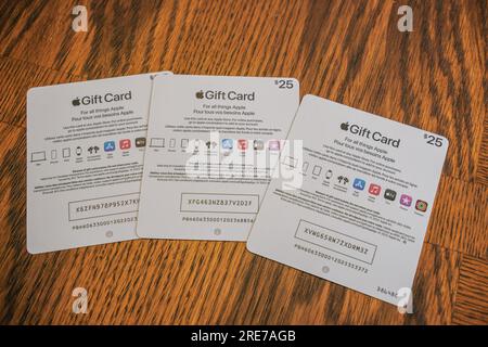 23 July 2023 - Calgary Alberta Canada - 25 Dollar Apple Gift Cards Stock  Photo - Alamy