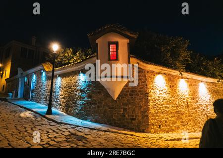 a red light in a watchtower on the grounds of the Regional Ethnographic Museum Plovdiv, Bulgaria Stock Photo