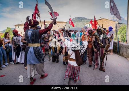 batalla del Pont den Barona, Moros y cristianos, 'Es Firó',  Soller, Sierra de Tramuntana, Mallorca, balearic islands, spain, europe Stock Photo