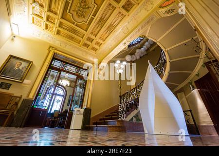 Modernist-style building of Can Prunera, 20th century, Soller, Sierra de Tramuntana, Mallorca, Balearic islands, Spain, Europe Stock Photo