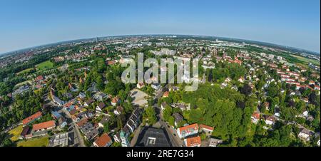 Aerial view of Göggingen, one of the southern districts of Augsburg Stock Photo