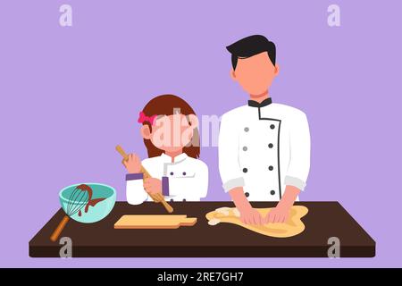 Cartoon of a cute Happy Pastry Chef, in a Chef uniform, with some kitchen  tools. This illustration is part of a collection of different professions  Stock Photo - Alamy