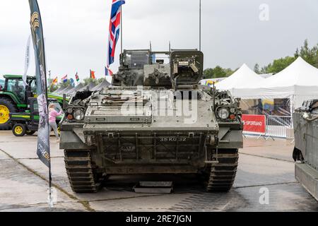 Tartu, Estonia - 07.20.2023: Warrior tracked armoured vehicle FV510 on display at WRC Rally Estonia 2023 service park Stock Photo