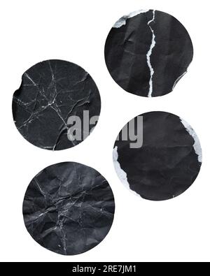 Black old paper stickers texture on white background with clipping path Stock Photo
