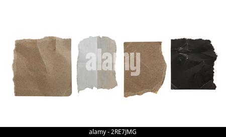 Brown, gray and black torn papers  for using as ransom note letter background with clipping path Stock Photo