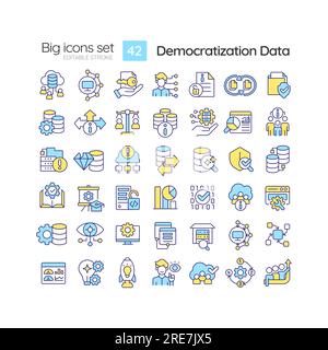 Thin line icon set for data democratization Stock Vector
