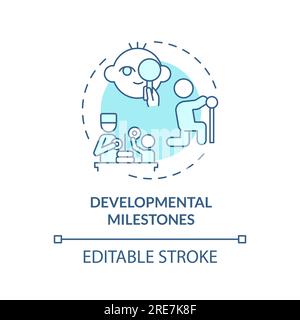 Developmental milestones turquoise concept icon Stock Vector