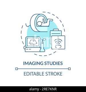 Imaging studies turquoise concept icon Stock Vector