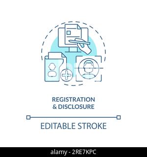2D registration and disclosure blue icon concept Stock Vector