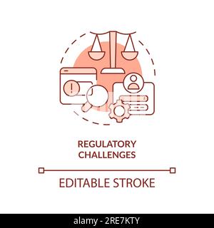 2D regulatory challenges red icon concept Stock Vector