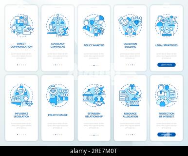 Walkthrough lobbying government with linear icons concept Stock Vector