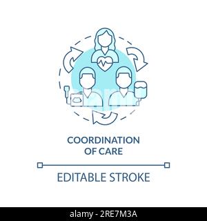 Coordination of care turquoise concept icon Stock Vector