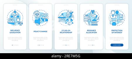 Lobbying government concept with linear icons Stock Vector