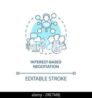 2D interest based negotiation blue icon concept Stock Vector