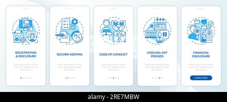 Blue lobbying government concept with linear icons Stock Vector