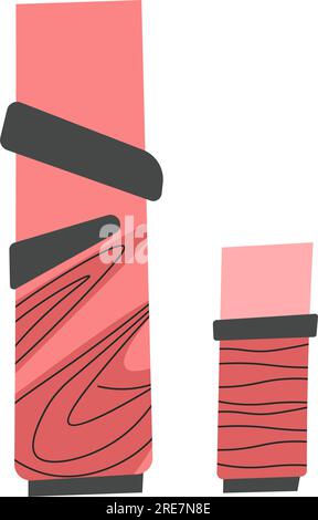 Ceramic or porcelain, clay stand or vase with ornaments and lines. Workshop on craft, home interior design and decoration. Candlestick with elongated Stock Vector