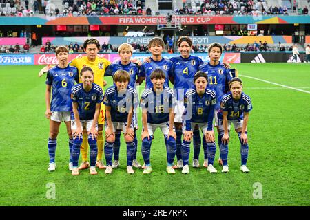 Dunedin, New Zealand. 26th July, 2023. Players of Japan pose for photos prior to the group C match between Japan and Costa Rica at the FIFA Women's World Cup Australia & New Zealand 2023 in Dunedin, New Zealand, July 26, 2023. Credit: Zhu Wei/Xinhua/Alamy Live News Stock Photo