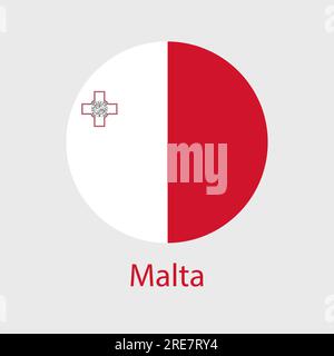Malta flag vector icons set of illustrations in the shape of heart, star, circle and map. Stock Vector