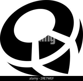 Black Compass Shaped Letter Q Icon on a White Background Stock Vector