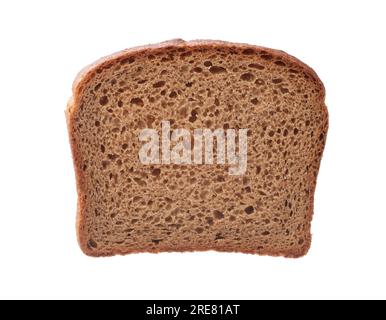 Front view of single rye bread slice isolated on white Stock Photo