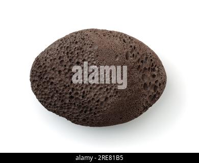 Top view of  natural black pumice stone isolated on white Stock Photo