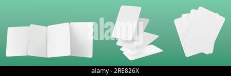 Realistic set of blank playing cards with white surface isolated in green background. Vector illustration of poker hand mockups, successful game, loss in casino, chance to win, gambling business Stock Vector