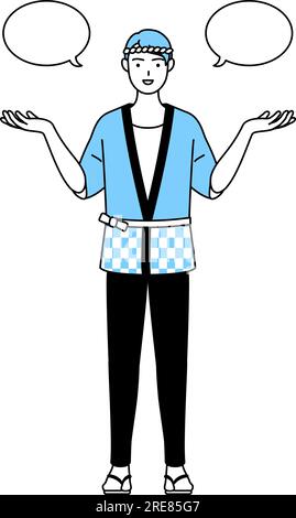 Man wearing Happi coat for summer festivals analyzing a performance ...