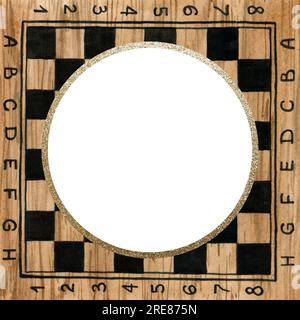 Watercolor chess pieces square frame template with copy space for text ...