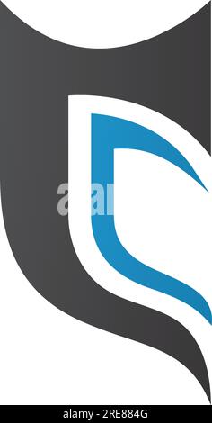 Black and Blue Half Shield Shaped Letter C Icon on a White Background Stock Vector