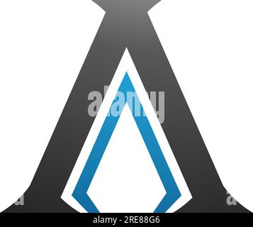 Black and Blue Pillar Shaped Letter A Icon on a White Background Stock Vector