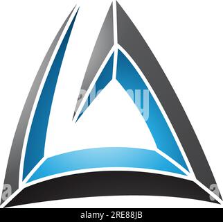 Black and Blue Triangular Spiral Letter A Icon on a White Background Stock Vector