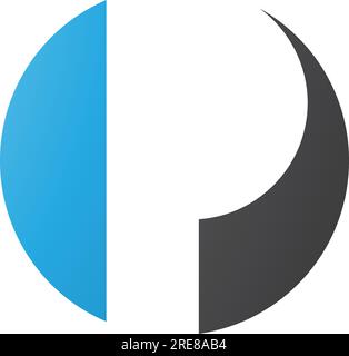 Blue and Black Circle Shaped Letter P Icon on a White Background Stock Vector