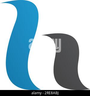 Blue and Black Calligraphic Letter H Icon on a White Background Stock Vector