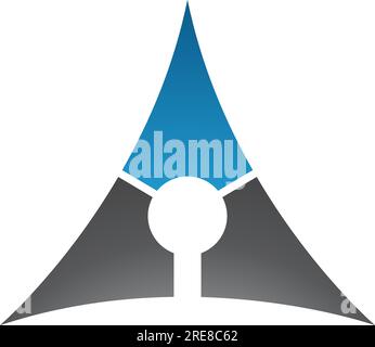 Blue and Black Deflated Triangle Letter A Icon on a White Background Stock Vector