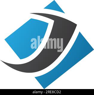 Blue and Black Diamond Square Letter J Icon on a White Background Stock Vector